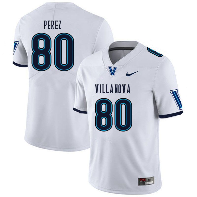 Men #80 Andrew Perez Villanova Wildcats College Football Jerseys Sale-White - Click Image to Close